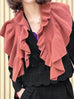 Brick Red Luxe Cashmere Ruffle Collar Wrap