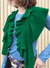 Jade Green Luxe Cashmere Ruffle Collar Wrap