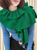 Jade Green Luxe Cashmere Ruffle Collar Wrap