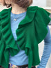 Jade Green Luxe Cashmere Ruffle Collar Wrap