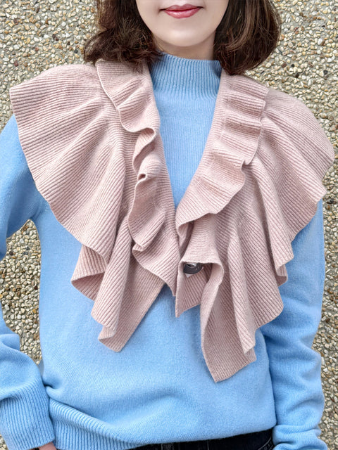 LIMITED! Soft Pink Luxe Cashmere Ruffle Collar Wrap