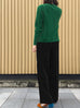 Jade Green Pointelle Stitches Cashmere Wool Blend Cardigan