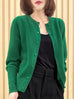 Jade Green Pointelle Stitches Cashmere Wool Blend Cardigan