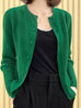 Jade Green Pointelle Stitches Cashmere Wool Blend Cardigan