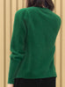 Jade Green Pointelle Stitches Cashmere Wool Blend Cardigan