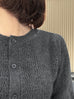 Charcoal Grey Pointelle Stitches Cashmere Wool Blend Cardigan