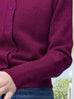 Plum Red Pointelle Stitches Cashmere Wool Blend Cardigan