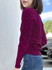 Plum Red Pointelle Stitches Cashmere Wool Blend Cardigan