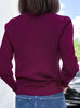 Plum Red Pointelle Stitches Cashmere Wool Blend Cardigan