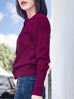 Plum Red Pointelle Stitches Cashmere Wool Blend Cardigan