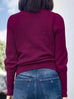 Plum Red Pointelle Stitches Cashmere Wool Blend Cardigan