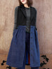 Navy/ Black Angora Wool Blend Two-Tone Gilet Dress