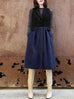 Navy/ Black Angora Wool Blend Two-Tone Gilet Dress