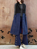 Navy/ Black Angora Wool Blend Two-Tone Gilet Dress