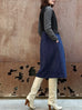 Navy/ Black Angora Wool Blend Two-Tone Gilet Dress