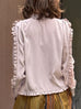 Dusty Pink Mesh Layered Sleeve Ruffle Luxe Silk Blouse