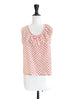 Flower Dotty Print Partial Ruffle Collar Silk Tank