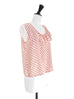 Flower Dotty Print Partial Ruffle Collar Silk Tank