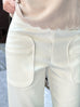 Creamy White Patch Pocket Tonal Stitch Canvas Pants
