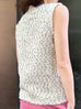 Mono Shades Trim V-neck Sleeveless Woollen Tweed Top