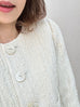 Soft Beige Button Front Boxy Bouclè Tweed Crop Jacket