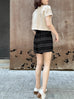 Black Stripe Pleated Detail Breezy Light-weighted Shorts