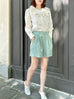 Pastel Green Pleated Detail Breezy Silky Shorts