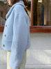 Candy Blue Petal Collar Furry Wool Teddy Short Coat