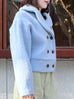 Candy Blue Petal Collar Furry Wool Teddy Short Coat