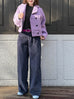 Sugary Lilac Petal Collar Furry Wool Teddy Short Coat