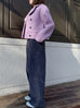 Sugary Lilac Petal Collar Furry Wool Teddy Short Coat