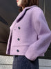 Sugary Lilac Petal Collar Furry Wool Teddy Short Coat