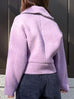 Sugary Lilac Petal Collar Furry Wool Teddy Short Coat