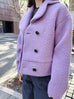 Sugary Lilac Petal Collar Furry Wool Teddy Short Coat