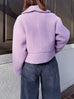 Sugary Lilac Petal Collar Furry Wool Teddy Short Coat