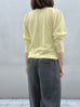 Yellow Lurex Round Collar Pleated Shoulder Knit Top