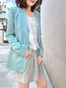 Green Patch Pocket Single Button Longline Blazer