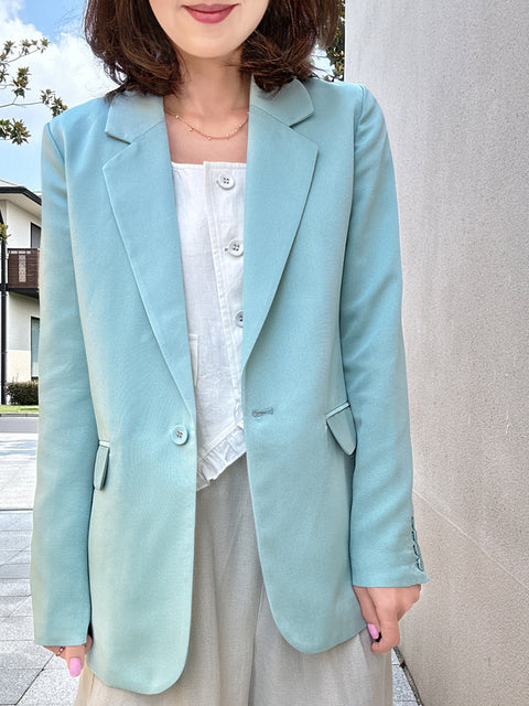 Green Patch Pocket Single Button Longline Blazer