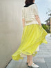 Vibrant Green Textured Stripe Elastic Waist Flare Skirt