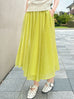 Vibrant Green Textured Stripe Elastic Waist Flare Skirt