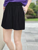 Black Floral Ruffled Pocket Pure Linen Paperbag Shorts