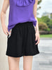 Black Floral Ruffled Pocket Pure Linen Paperbag Shorts