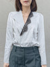 White Pin Dot Eyelash Lace Collar Long Cuff Shirt