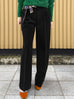 Pinstripes Crease Front Wide-Leg Trousers w/Removable Silky Sash