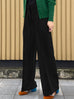 Pinstripes Crease Front Wide-Leg Trousers w/Removable Silky Sash