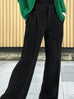 Pinstripes Crease Front Wide-Leg Trousers w/Removable Silky Sash