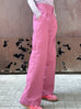 Sweet Pink Crease Front Wide-Leg Trousers w/Removable Silky Sash