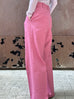 Sweet Pink Crease Front Wide-Leg Trousers w/Removable Silky Sash