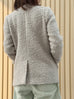 Oatmeal Button Front Collarless Mid-length Woollen Jacket