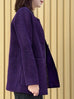 Purple Button Front Collarless Mid-length Bouclè Jacket